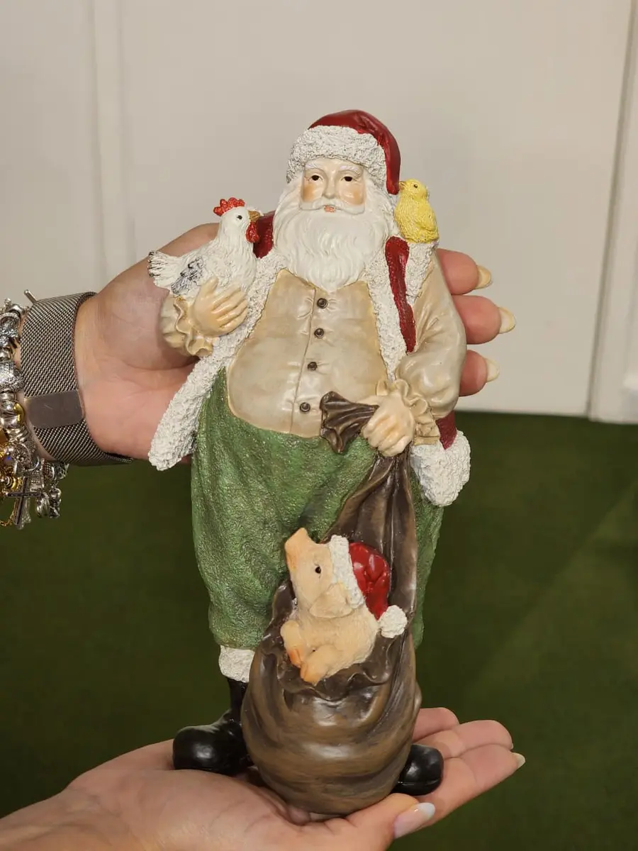 Papai Noel Fazendeiro com Animais 23 cm